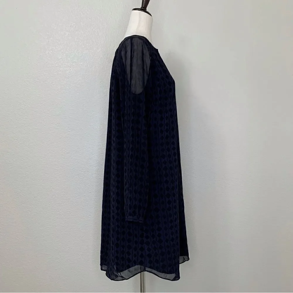 CAbi Harlequin Purple Shirtdress Black Diamond Print Sheer Sheath Dress - Picture 6 of 12